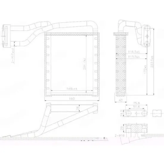 Radiator Incalzire FORD TRANSIT CUSTOM 2012-> Calorifer (149x207x26) (NISSENS) Perioada 2018 2019 2020 2021 2022 2023