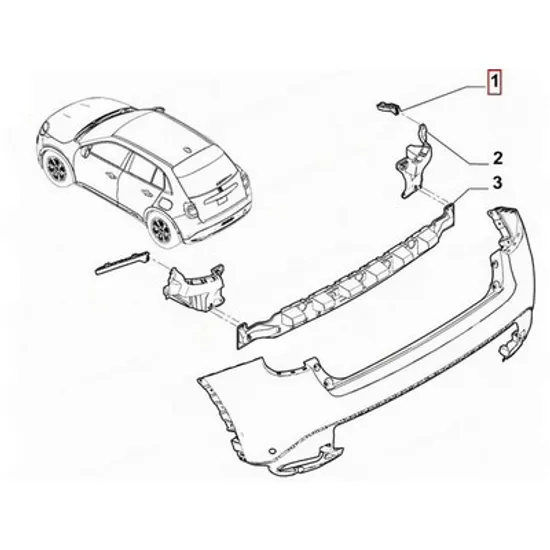 Suport Bara spate FIAT 600 2023-> Suport Bara spate lateral plastic (O) DREAPTA Perioada 2023 2024 2025