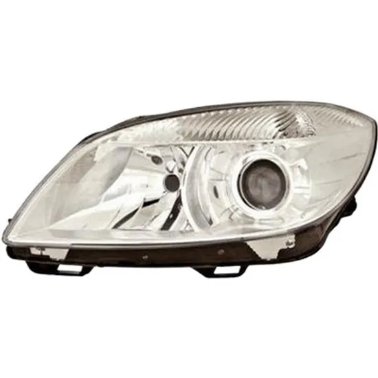 Far stanga SKODA FABIA 2 2006->2014 perioada 2011 2012 2013 2014 cu motor reglaj, cromat, semnal transparent, cu reglaj electric, cu bec H7/H7