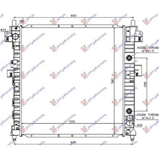 Radiator Motor SSANGYONG ACTYON 1 2005->2013 Radiator apa 2.3i benzina - 200 Xdi diesel AUTOM. (555x580x26) Perioada 2006 2007 2008 2009 2010 2011 2012 2013