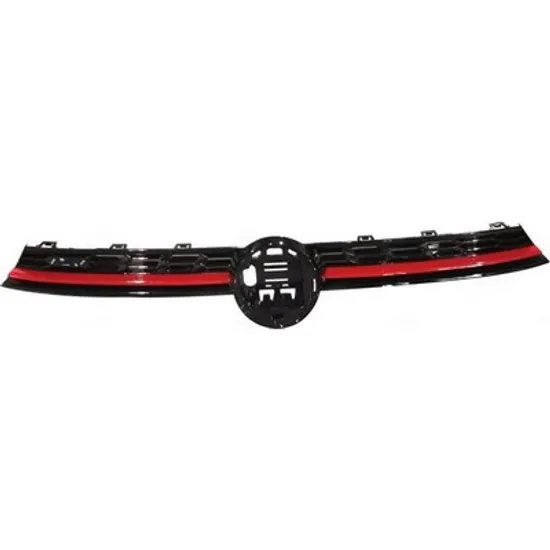 Grila fata VW POLO 6 2017-> Grila neagra (cu bandou rosu si bandou cu gauri pentru LED) GTI Perioada 2021 2022 2023 2024 2025