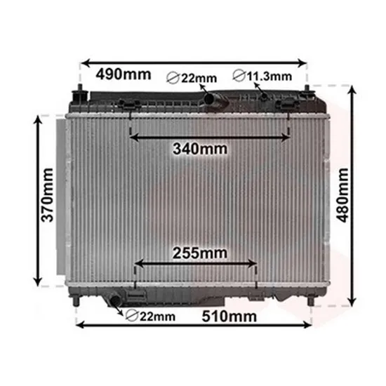 Radiator Motor FORD TRANSIT COURIER 2014-> Radiator apa pentru 1.0i 12V - 1.0 cu/fara aer conditionat (55.8x35.2x1.8) Perioada 2014 2015 2016 2017 2018