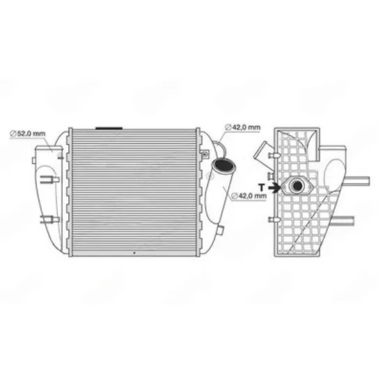 Intercooler AUDI A4 8E2, B6 2000->2005 Radiator intercooler 2.5 TDI diesel (200x190) (LH) Perioada 2000 2001 2002 2003 2004 2005