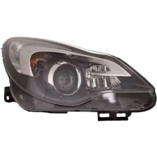 Far dreapta OPEL CORSA D 2006->2014 perioada 2006 2007 2008 2009 2010 2011 2012 2013 2014 de la an de fabricatie 01/2011, fara motor reglaj, semnal transparent, cu reglaj electric, cu lumina de zi, adaptiv, cu bec H9B
