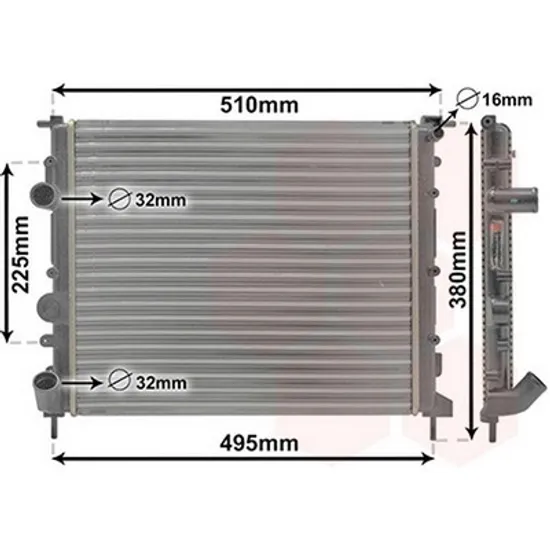 Radiator Motor NISSAN KUBISTAR 2003->2009 Radiator apa pentru benzina 43x38 cu ventilator Perioada 2003 2004 2005 2006 2007 2008 2009