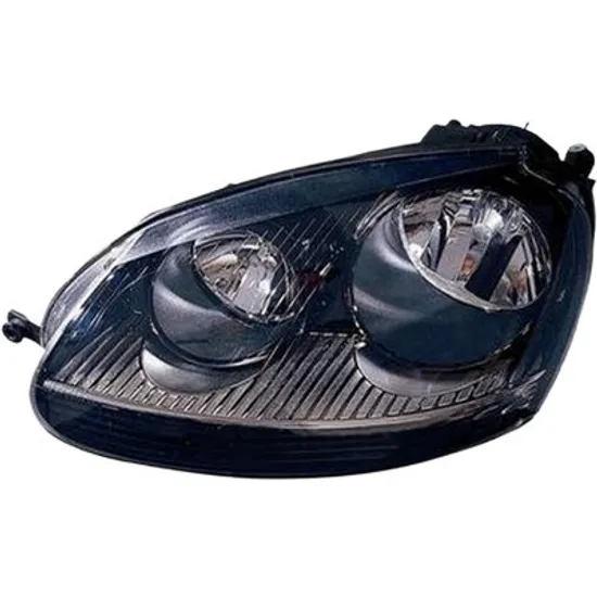 Far stanga VW JETTA 5 2005->2010 perioada 2009 2010 cu motor reglaj, cromat, fumuriu, semnal transparent, cu reglaj electric, cu bec H7/H7