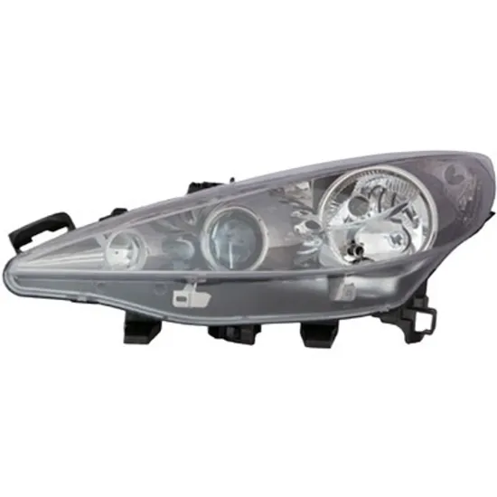 Far stanga PEUGEOT 207 2006->2015 perioada 2008 2009 2010 2011 2012 2013 cu motor reglaj, fumuriu, semnal transparent, cu reglaj electric, adaptiv, cu bec H7/H1/H7