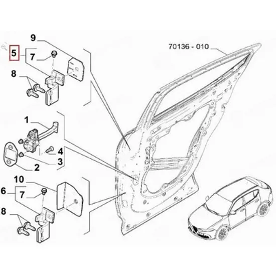 Balama Usa ALFA ROMEO TONALE 2022-> Balama Usa spate superior/inferior (O) STANGA Perioada 2022 2023 2024 2025