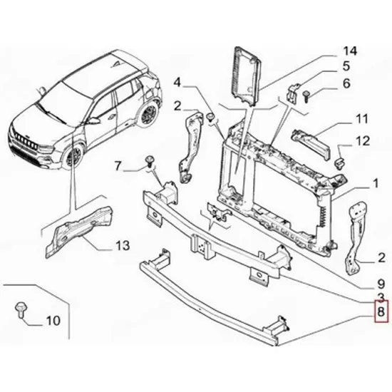 Armatura Bara fata JEEP AVENGER 2022-> Armatura Bara fata inferioara (O) Perioada 2022 2023 2024 2025