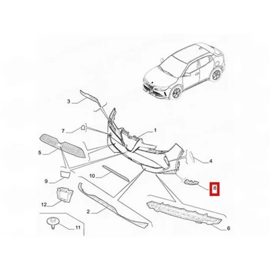 Spoiler Bara fata ALFA ROMEO JUNIOR 2024-> Spoiler Bara fata lateral (O) STANGA Perioada 2024 2025