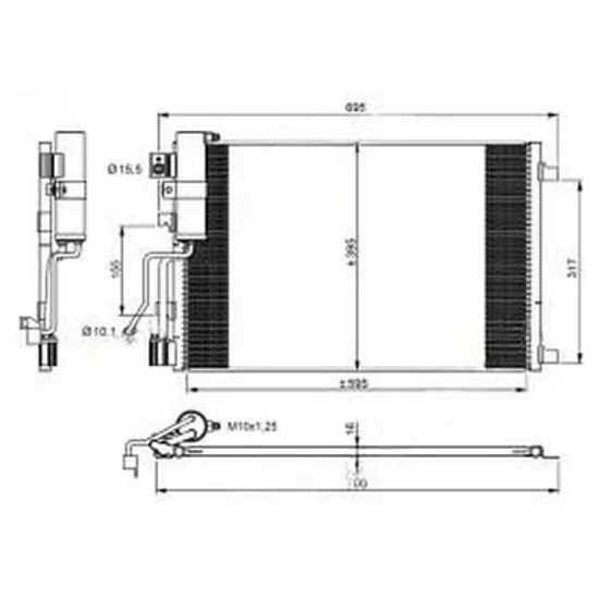 Radiator Aer Conditionat NISSAN QASHQAI 1 2007->2014 Radiator condensator aer conditionat 1.5 DCi (610x390) Perioada 2010 2011 2012 2013