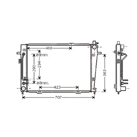 Radiator apa HYUNDAI TUCSON 2004->2012 pentru 2.0 CRDi, perioada 2004 2005 2006 2007 2008 2009 2010