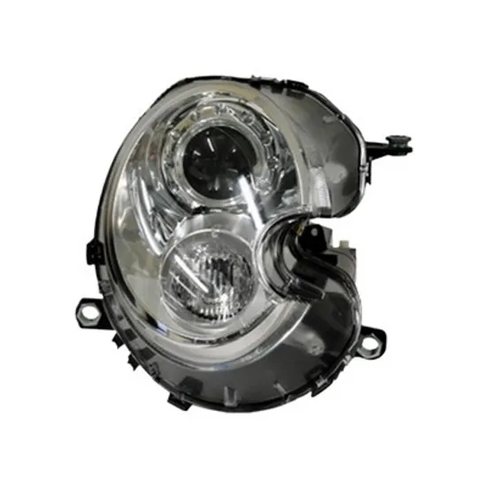 Far dreapta MINI MINI cupe R58 2010->2015, MINI Roadster R59 2011->2015 perioada 2010 2011 2012 2013 2014 2015 cu motor reglaj, fara unitate de control Xenon, cromat, semnal alb, cu reglaj distanta iluminare automat, cu bec D1S tub descarcare gaze