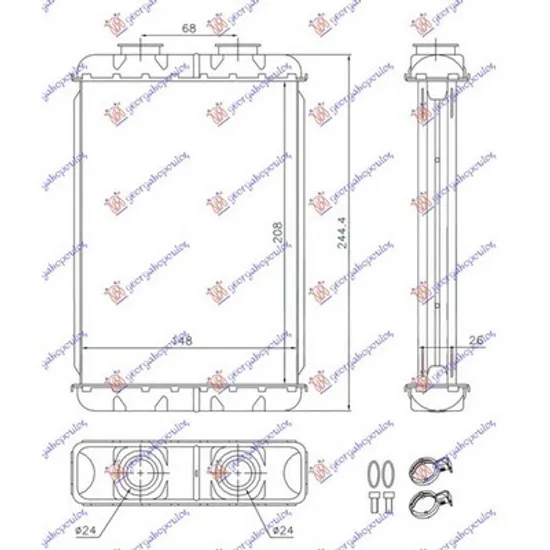 Radiator Incalzire ALFA ROMEO 159 2005->2011 Calorifer (BR) (205x145x26) Perioada 2005 2006 2007 2008 2009 2010 2011