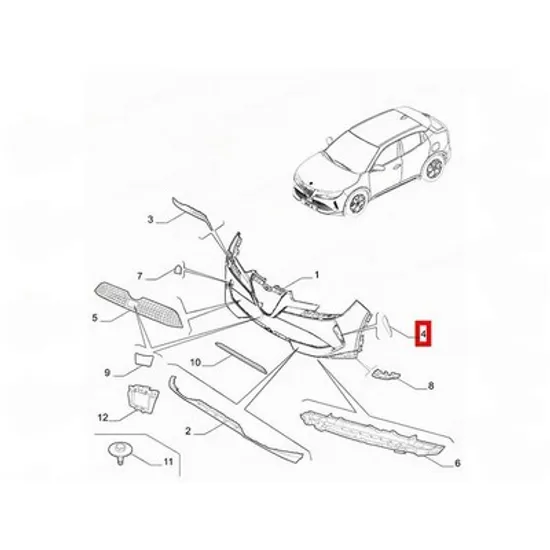 Grila Bara ALFA ROMEO JUNIOR 2024-> Grila bara fata lateral (O) STANGA Perioada 2024 2025