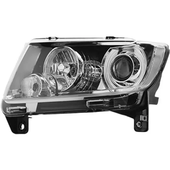 Far stanga JEEP GRAND CHEROKEE 4 2010->2020 perioada 2010 2011 2012 2013 2014 2015 pana la an de fabricatie 07/2013, cu motor reglaj, cromat, cu reglaj electric, cu bec H9