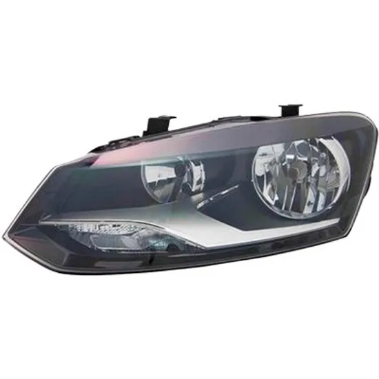 Far stanga VW POLO 6R1 2009->2020 perioada 2011 2012 2013 2014 pana la an de fabricatie 2014, cu motor reglaj, semnal fumuriu, cu reglaj electric, cu bec H7/H7, pentru Comfort / High Line,