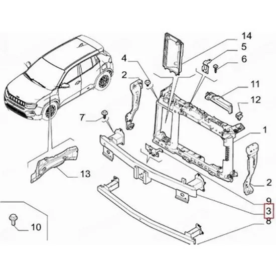 Armatura Bara fata JEEP AVENGER 2022-> Armatura Bara fata (O) Perioada 2022 2023 2024 2025