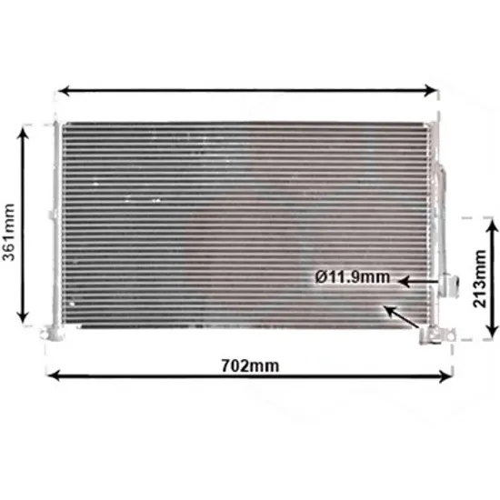Radiator aer conditionat RENAULT VEL SATIS 2002-> 2.2 dCi 85KW 116CP , pentru motor G9T 600, G9T 702 perioada 2004 2005,2006,2007,2008 2009