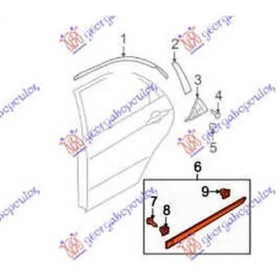 Bandou Usa KIA CERATO 2004->2009 Bandou usa spate stanga Perioada 2004 2005 2006 2007 2008 2009 2010 2011 2012