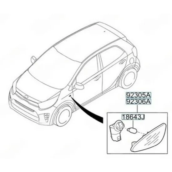 Semnalizator KIA PICANTO 2017-> Semnal (O) DREAPTA Perioada 2017 2018 2019 2020 2021 2022