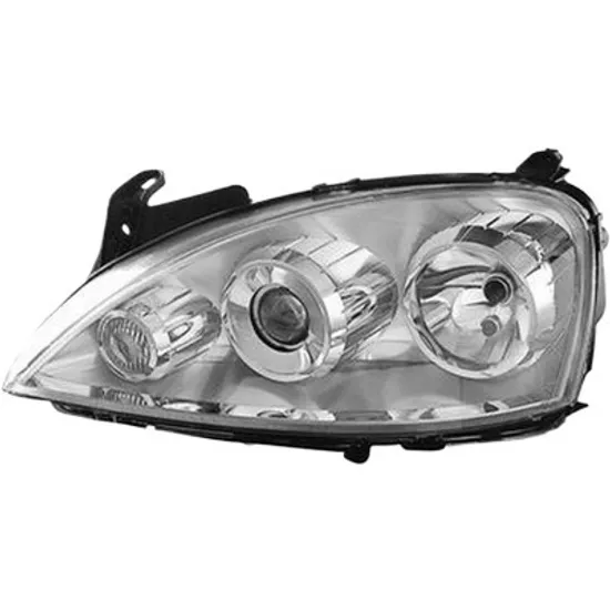Far stanga OPEL CORSA C 2000->2009 perioada 2000 2001 2002 2003 2004 2005 2006 2007 2008 2009 de la an de fabricatie 07/2004, fara motor reglaj, semnal transparent, cu reglaj electric, cu bec H7/H7