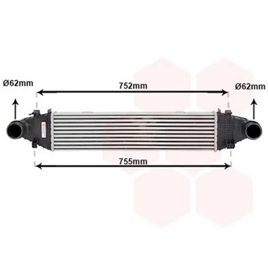 Intercooler MERCEDES C-CLASS W204 2007->2014 Radiator intercooler 2,2 - 3,2 - 3,5CDi (62,5x128x62) Perioada 2007 2008 2009 2010 2011 2012 2013 2014