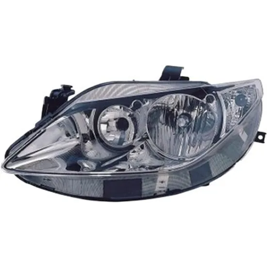 Far stanga SEAT IBIZA 4 2008->2017 perioada 2009 2010 2011 pana la an de fabricatie 03/2012, fara motor reglaj, cromat, semnal transparent, cu reglaj electric, cu bec H7/H7