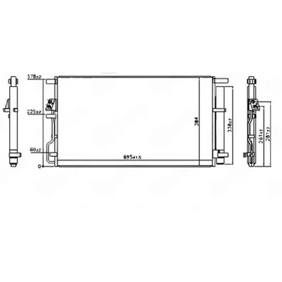 Radiator Aer Conditionat HYUNDAI TUCSON 3 2015->2020 Radiator condensator aer conditionat 2.0MPI benzina (655x370x16) (KOREAN) Perioada 2015 2016 2017 2018