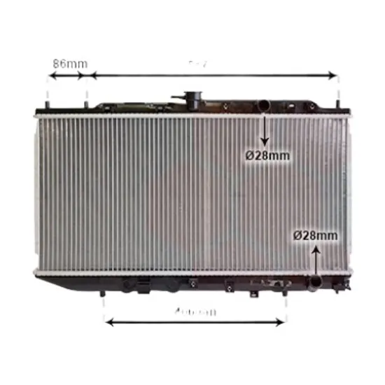 Radiator apa HONDA CRX 2 1987->1992 1.6 i 16V 91KW 124CP , pentru motor D16Z5 perioada 1987 1988,1989,1990,1991 1992