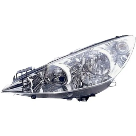 Far stanga PEUGEOT 308 1 2007->2014 perioada 2008 2009 2010 2011 2012 2013 2014 cu motor reglaj, cromat, semnal transparent, cu reglaj electric, cu bec H7/H1