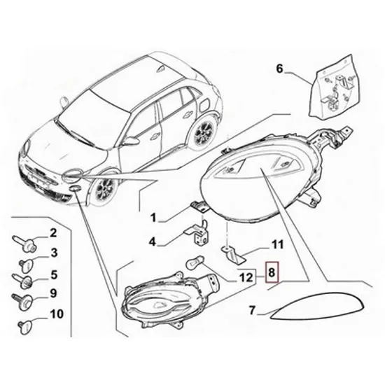 Semnalizator FIAT 600 2023-> Semnal fata (O) STANGA Perioada 2023 2024 2025