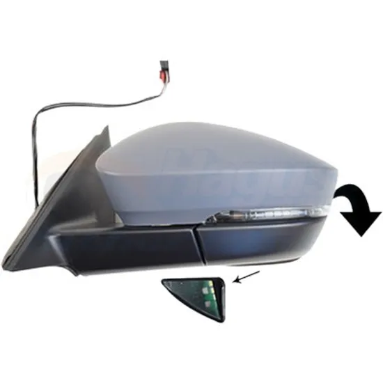 Oglinda exterioara stanga SKODA KODIAQ 2016-> perioada 2016 2017 2018 2019 2020 2021 , cu lampa podea, numar pini 18, cu iluminare ambientala, pentru vehicule cu sistem de asistenta rulare, cu semnal, cu incalzire, cu memorie fara intunecare automata, Opacizare automata, rabatare electrica, prevopsit grund,
