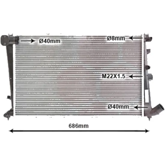 Radiator apa CITROEN XANTIA 1993->2003 2.0 i 16V 97KW 132CP , pentru motor RFV (XU10J4R) perioada 1995 1996,1997,1998,1999,2000,2001,2002 2003