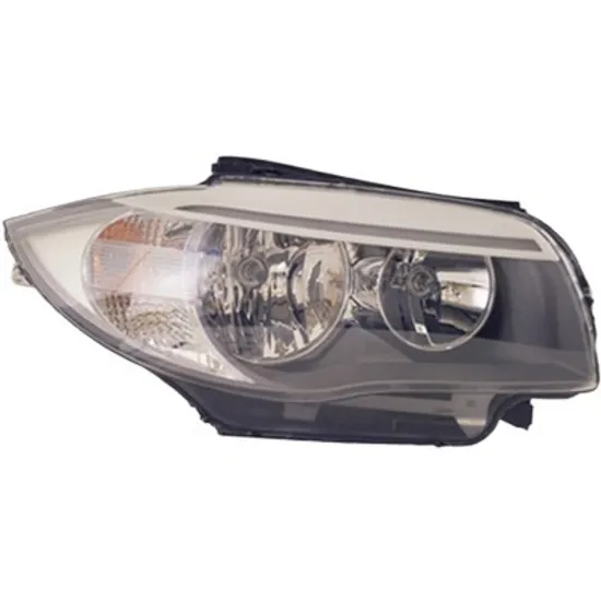 Far dreapta BMW 1 E81 2006->2011, 1 E87 2004->2011 perioada 2004 2005 2006 2007 2008 2009 2010 2011 de la an de fabricatie 03/2011, pentru cod oe 6311 7263 640, cu motor reglaj, semnal galben, cu reglaj electric, cu bec H7/H7