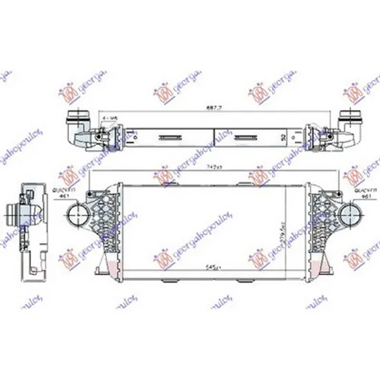Intercooler MERCEDES M-CLASS W166 2011->2015 Radiator intercooler 3.0 diesel (545x280x50) Perioada 2011 2012 2013 2014 2015