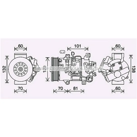 Compresor aer conditionat TOYOTA RAV 4 III 2005->2014 pentru 2.0, perioada 2008 2009 2010 2011 2012 2013