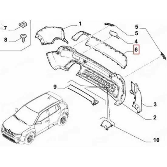 Spoiler Bara spate JEEP AVENGER 2022-> Spoiler Bara spate (argintiu/gri deschis) (O) Perioada 2022 2023 2024 2025