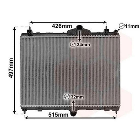 Radiator Motor PEUGEOT 508 1 2010->2018 Radiator apa 1.6 THP benzina - 1.6 BlueHDi diesel (380x540x26) Perioada 2010 2011 2012 2013 2014 2015 2016 2017