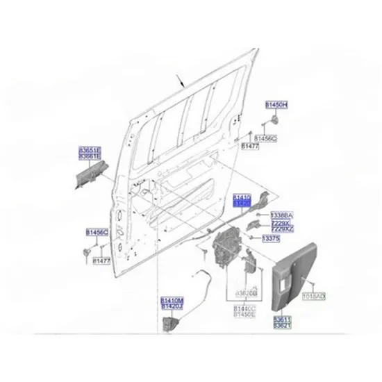 Broasca usa HYUNDAI STARIA 2025-> Broasca usa spate (partea din spate) (O) DREAPTA Perioada 2025