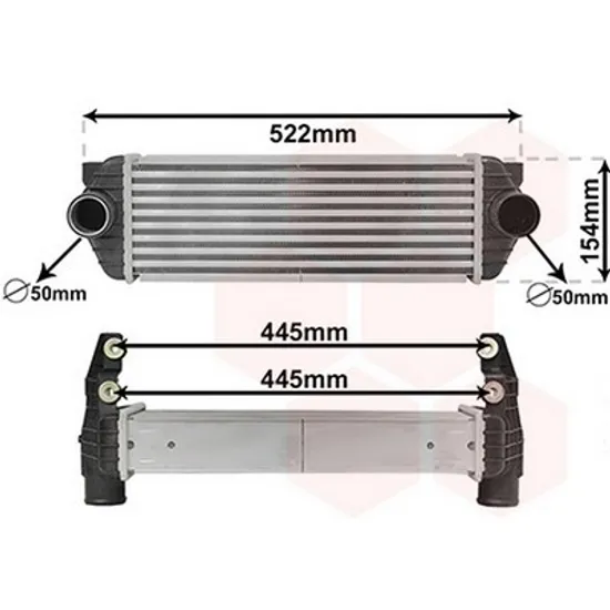 Intercooler FORD TRANSIT CONNECT 2002->2013 Radiator intercooler 1,8 TDCI (400x130x64) Perioada 2002 2003 2004 2005 2006 2007 2008 2009 2010 2011 2012