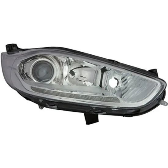 Far dreapta FORD FIESTA 5 JH 2008->2017 perioada 2010 2011 2012 2013 2014 2015 de la an de fabricatie 10/2012, fara motor reglaj, semnal transparent, cu reglaj electric, cu daylight, cu bec H7/H1