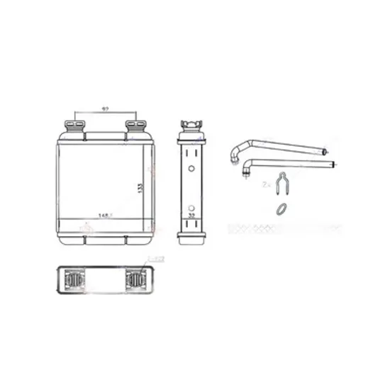 Radiator Incalzire SMART FORTWO cupe 451 2007->2014 Calorifer (BR) (135x145x32) Perioada 2007 2008 2009 2010 2011 2012 2013 2014
