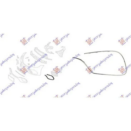 Ornament Grila MERCEDES S-CLASS W222 2013->2020 Bandou grila bara fata cromat (S63/S65 AMG) stanga Perioada 2014 2015 2016 2017 2018 2019 2020