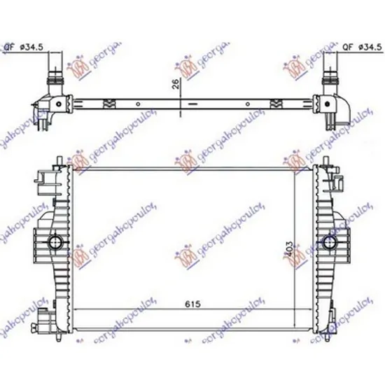 Radiator Motor DS DS5 2011->2015 Radiator 1,6i->2016V 61,3x40,5 2010-> Perioada 2011 2012 2013 2014 2015 2016 2017 2018 2019 2020 2021