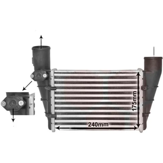 Intercooler AUDI A4 8D2; B5 1994->2000, A6 C5 1997->2005 pentru 1.9 TDI, perioada 1995 1996 1997 1998 1999 2000 2001 2002 2003 2004 2005