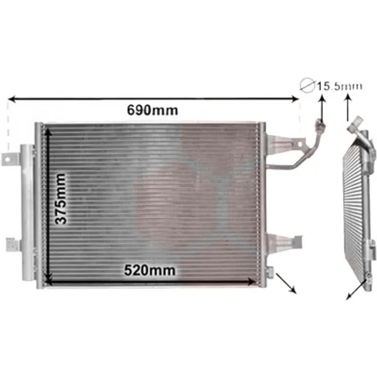 Radiator aer conditionat AUDI Q3 8UB; 8UG 2011->2018 pentru RS 2.5 quattro, perioada 2013 2014 2015 2016 2017 2018