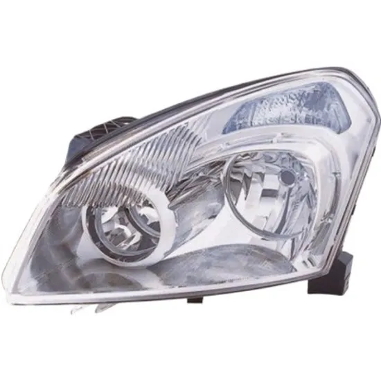 Far stanga NISSAN QASHQAI 1 2007->2014 perioada 2007 2008 2009 2010 2011 2012 2013 pana la an de fabricatie 04/2010, fara motor reglaj, semnal transparent, cu reglaj electric, cu bec H7/H7