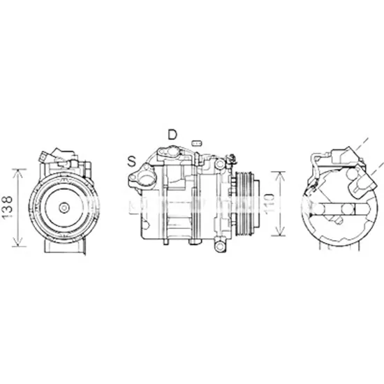 Compresor aer conditionat BMW 6 Cabriolet E64 2004->2010 630 i 200KW 272CP , pentru motor N52 B30 A, N52 B30 B, N52 B30 BF perioada 2007 2008 2009 2010