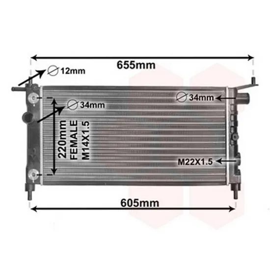 Radiator Motor OPEL TIGRA 1994->2000 Radiator apa pentru 1 4 - 1 6 fara aer conditionat 53x28 5x26 CV automata Perioada 1994 1995 1996 1997 1998 1999 2000 2001 2002 2003 2004